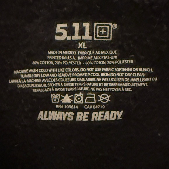 5.11 Tactical Sweatshirt Mens XL Black Crewneck Always Be Ready Logo Pullover - Picture 5 of 8